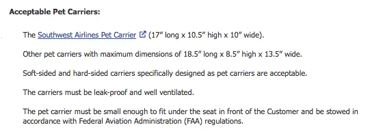 Southwest Pet Carrier Size Regulations and Guidelines for Flying With Your Pet photo 4